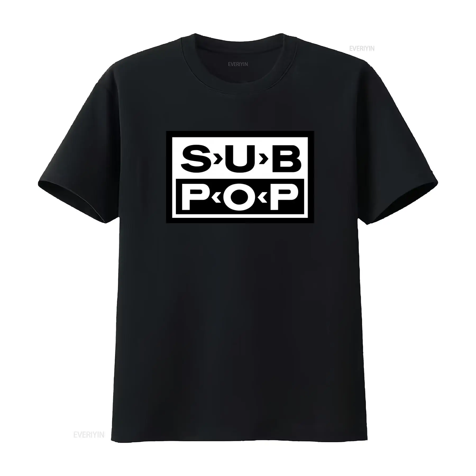 Sub Pop Logo T Shirt Black wit - Vintage Fashion Jersey ulasan dan harga